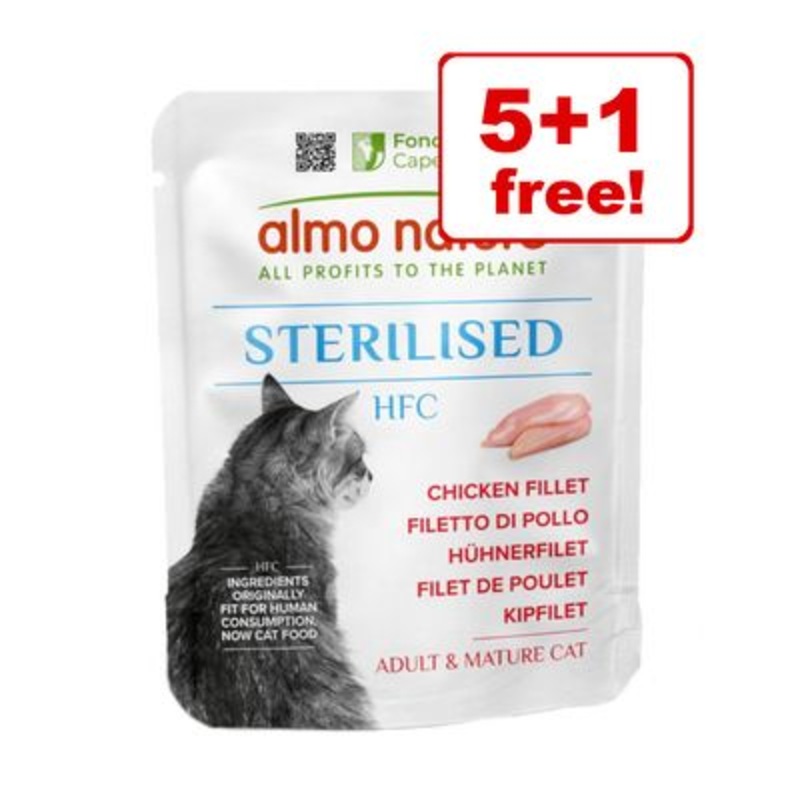 6 x 50g Almo Nature HFC Sterilised Wet Cat Food - 5 + 1 Free! *