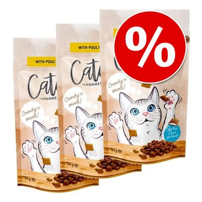 Catessy Crunchy Snacks Saver Pack 3 x 65g - Poultry, Cheese & Taurine
