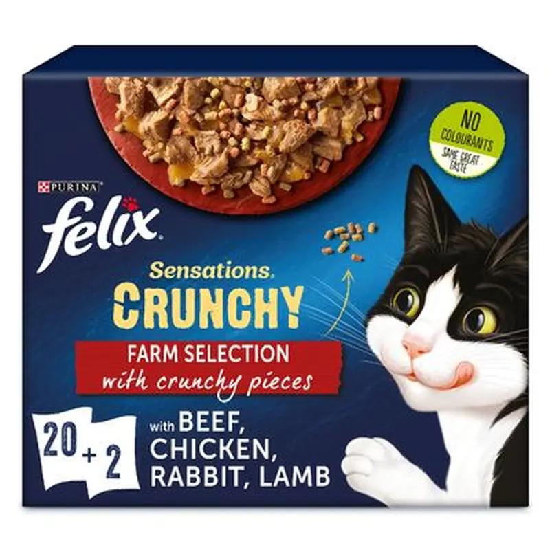 Felix Sensations Crunchy Crumbles 20 x 85g + 2 x 40g - Meat Selection
