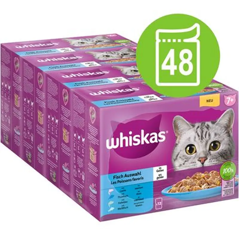Whiskas Senior Pouches 48 x 85g - 7+ Meat Selection in Gravy