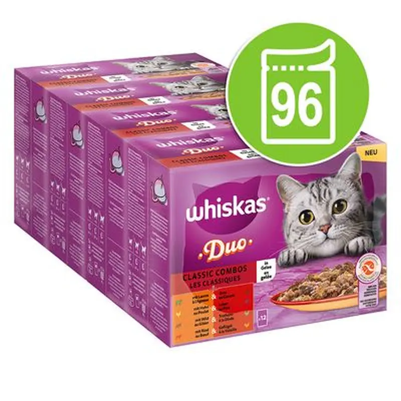 Whiskas Duo Pouches Jumbo Pack 96 x 85g - Classic Combos in Jelly
