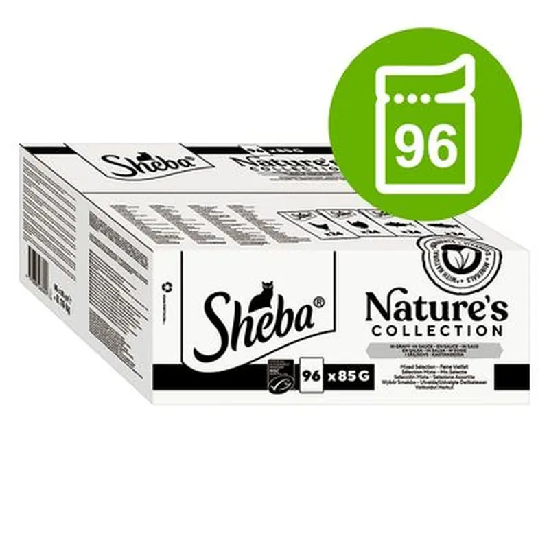 Sheba Nature's Collection in Sauce 96 x 85g - Fine Variety (Chicken, Turkey, Tuna, Salmon)