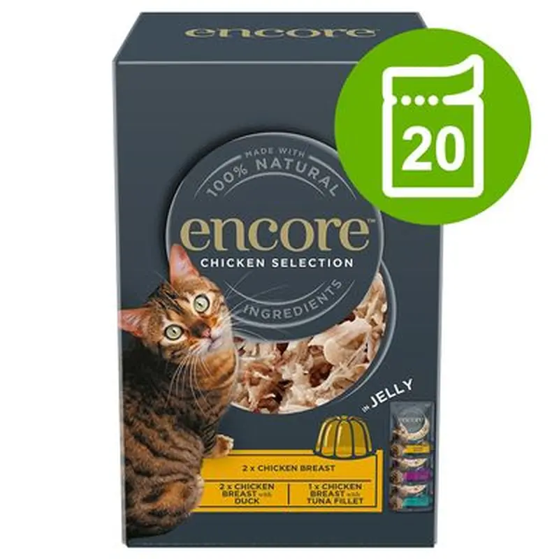 Encore Cat Jelly Pouch Multipack 20 x 50g - Fish Selection (3 Varieties)