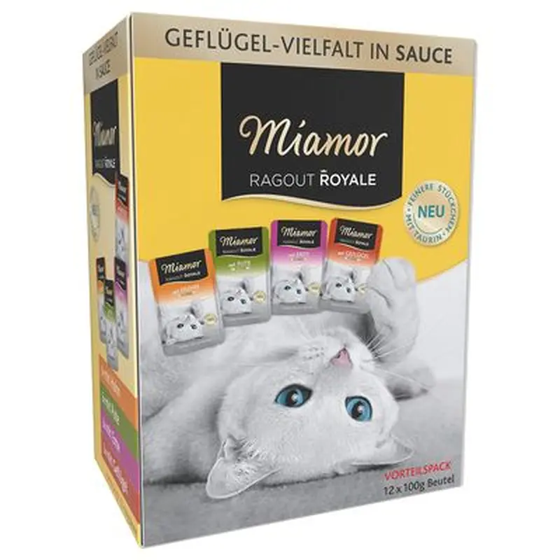 Miamor Ragout Royale Mixed Trial Pack 12 x 100g - Chicken, Salmon, Veal & Duck in Cream