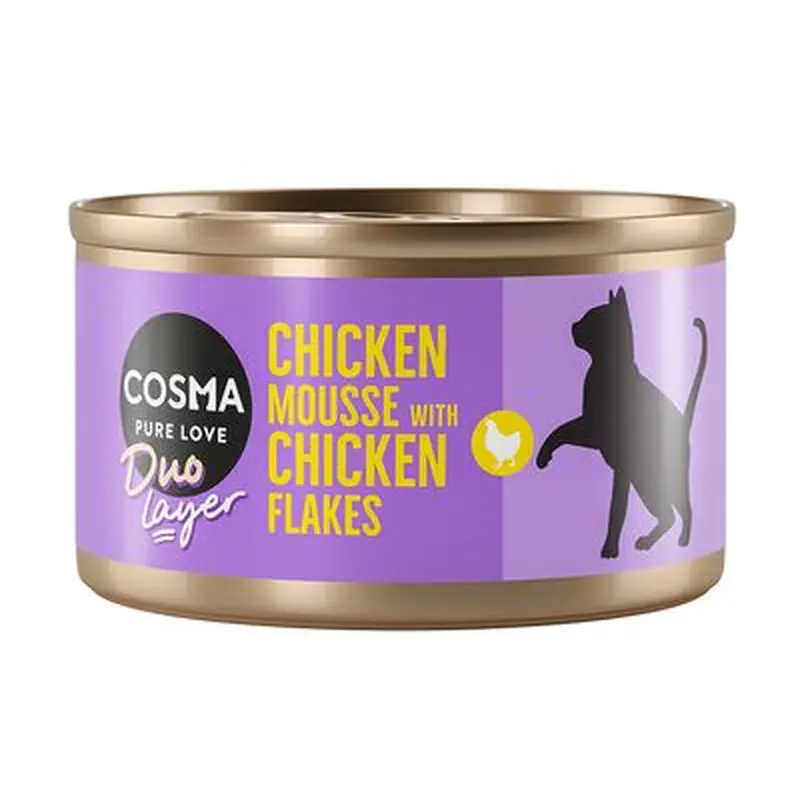Cosma DUO Layer 6 x 70g - Chicken Mousse with Chicken Flakes