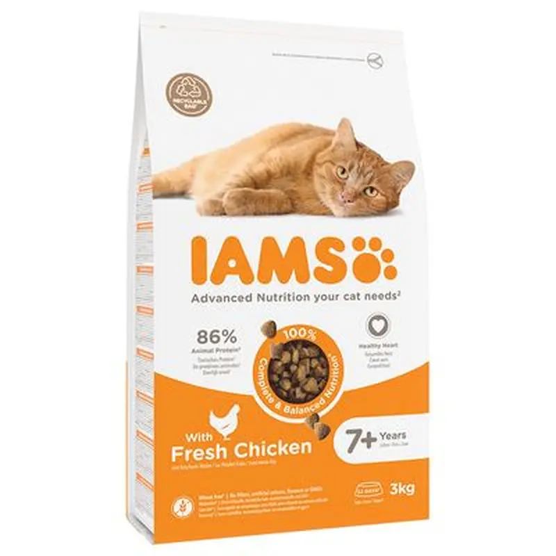 IAMS Advanced Nutrition Senior Cat 7+ with Chicken - Economy Pack: 2 x 3kg