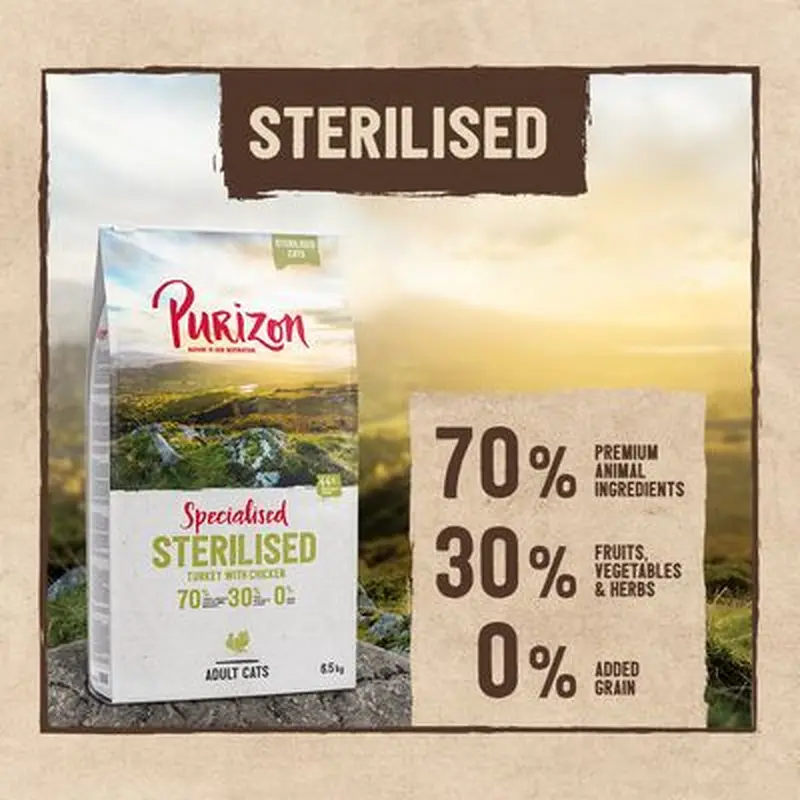 Purizon Adult Sterilised Grain-Free Turkey & Chicken - 2.5kg