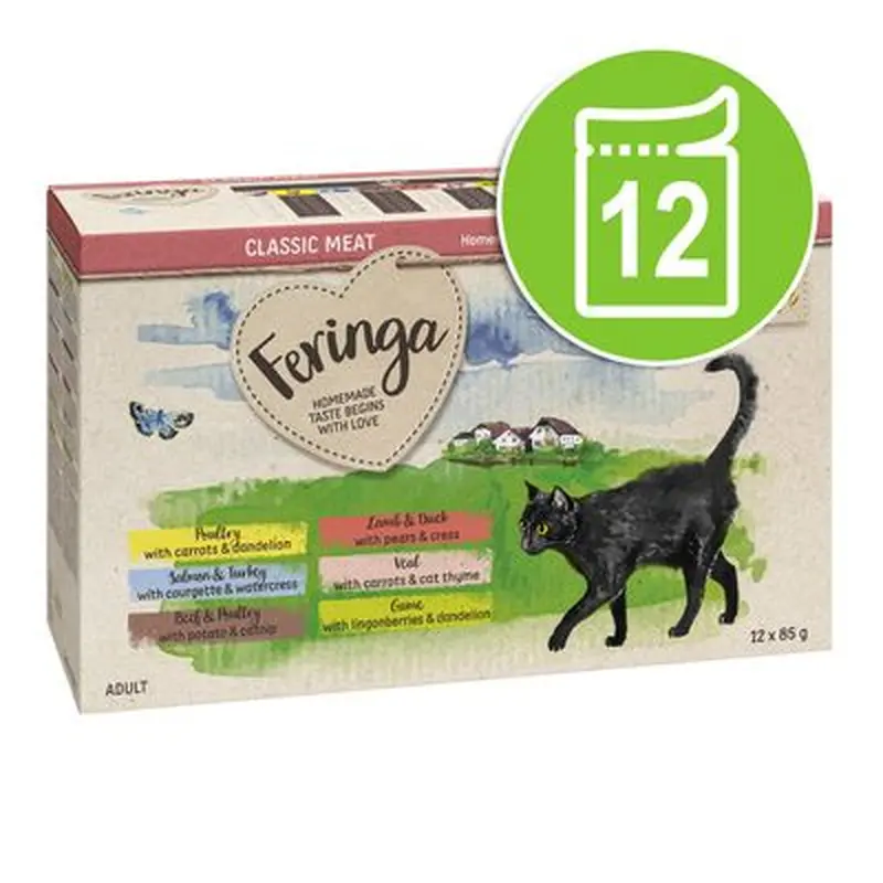 Feringa Classic Meat Menu Pouches 12 x 85g - Rabbit & Turkey with Sea Buckthorn