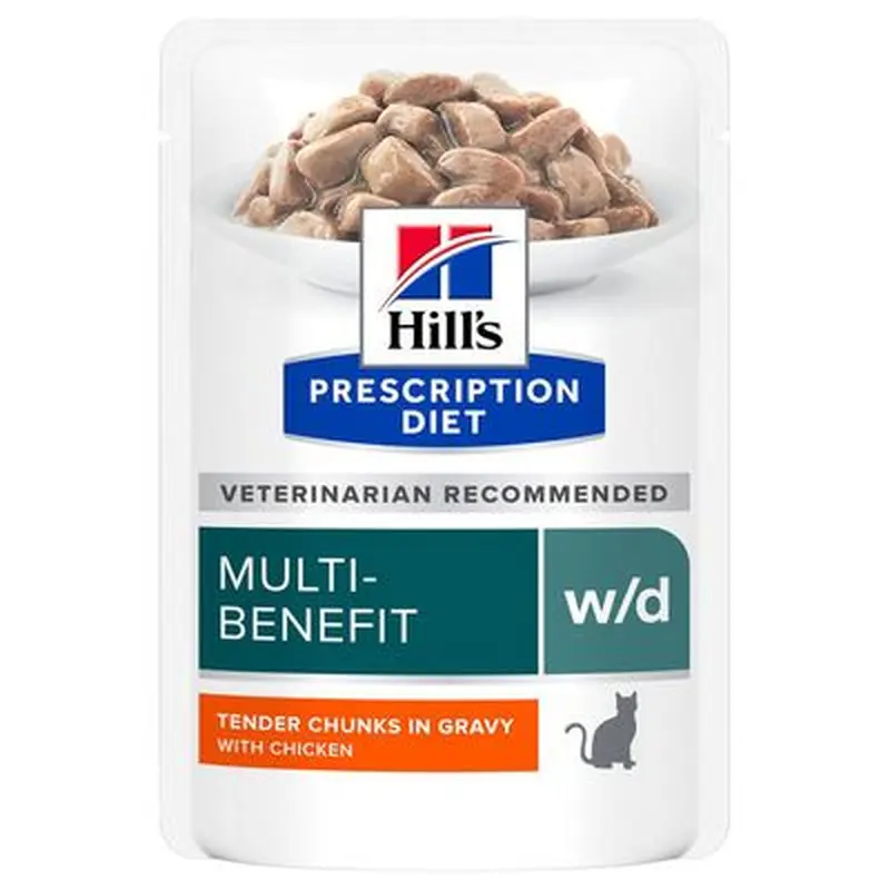 Hills Prescription Diet Feline w/d Multi-Benefit - Chicken - Saver Pack: 24 x 85g Pouches