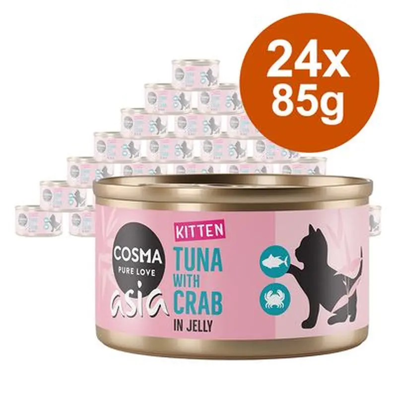 Cosma Asia Kitten in Jelly  Saver Pack 24 x 85g - Tuna with Crab Meat