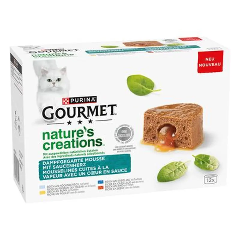 Gourmet Nature's Creations Gravy Heart 12 x 85g - Ocean Fish, Chicken, Cod, Beef