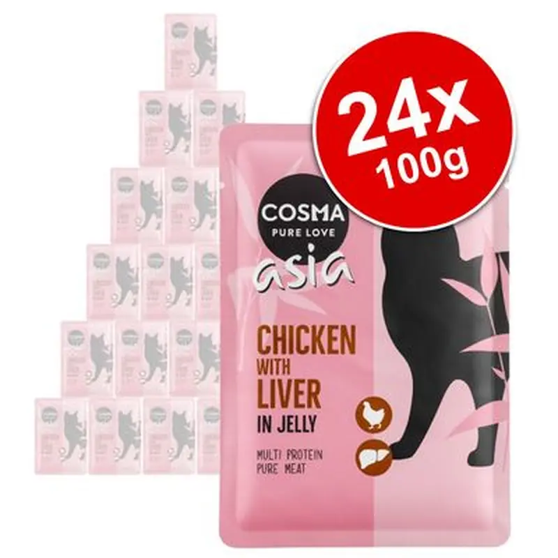 Cosma Asia in Jelly Pouches Saver Pack 24 x 100g - Chicken with Shrimps