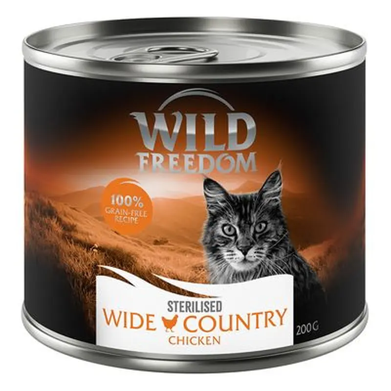Wild Freedom Adult Sterilised 6 x 200g - Grain-Free - Wide Country Sterilised - Chicken