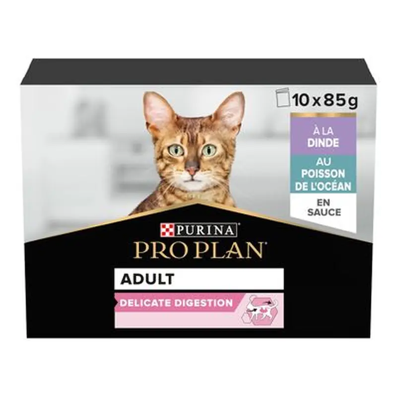 PURINA PRO PLAN Cat Adult Delicate Digestion 10 x 85g - Turkey & Ocean Fish