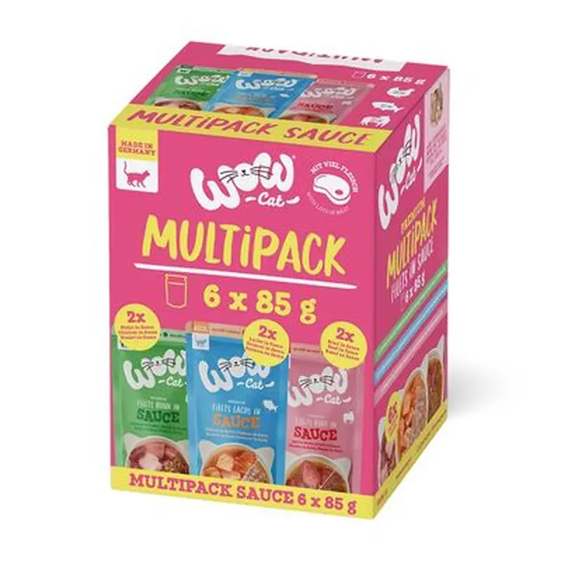 WOW Cat Fillets in Sauce 6 x 85g - Mixed Pack (3 Varieties)