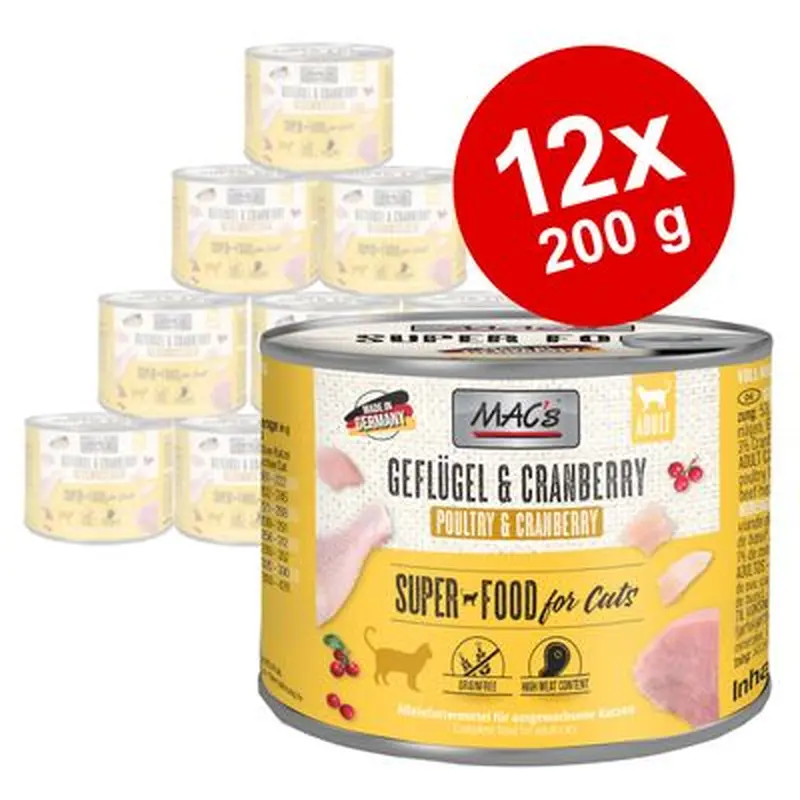 Saver Pack MAC's Cat 12 x 200 g - Kitten (veal & chicken hearts)