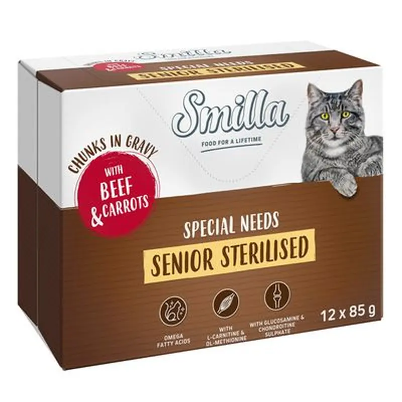 Smilla Special Needs Senior Sterilised Chunks in Gravy with Beef & Carrots - 12 x 85g