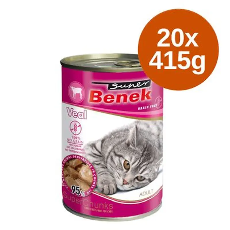 Super Benek grain-free chunks Saver Pack 20 x 415 g - Veal in sauce