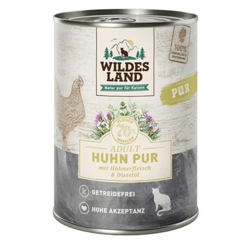 Wildes Land Adult Cat 6 x 400g - Pure Chicken with Safflower Oil