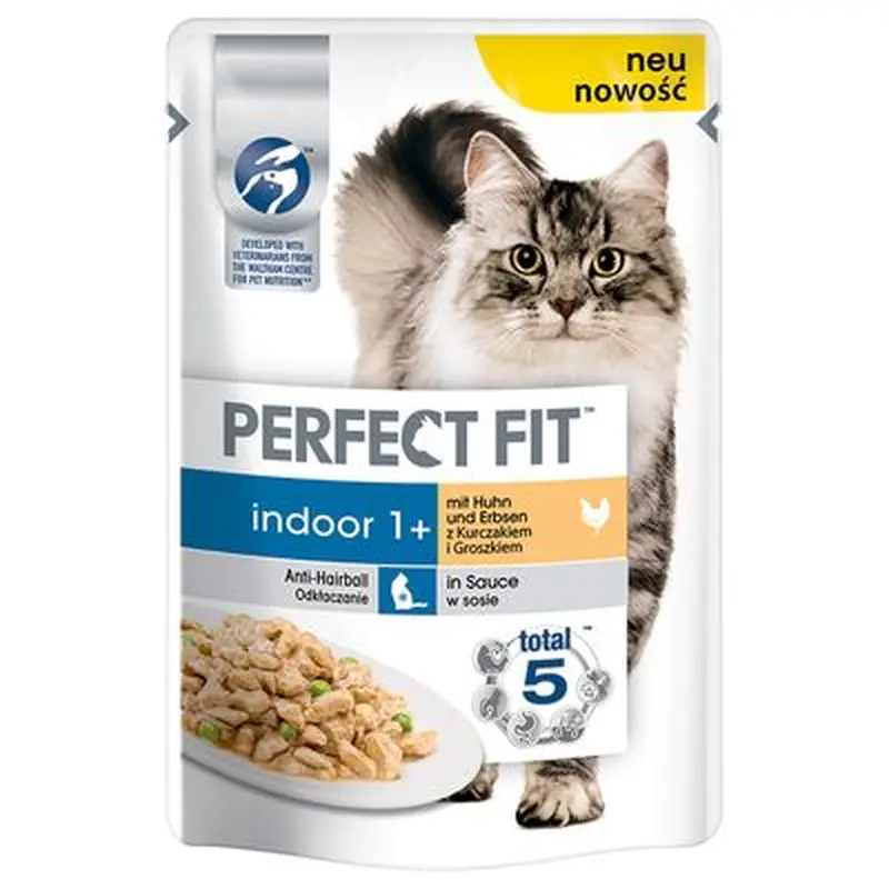 Perfect Fit Indoor 1+ Pouches - Saver Pack: Mixed Pack: Chicken & Salmon (52 x 85g)