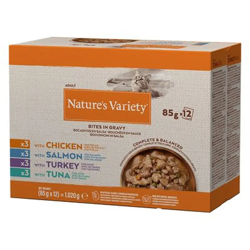 Nature's Variety Bites in Gravy 12 x 85g - Mixed Pack (4 Varieties)