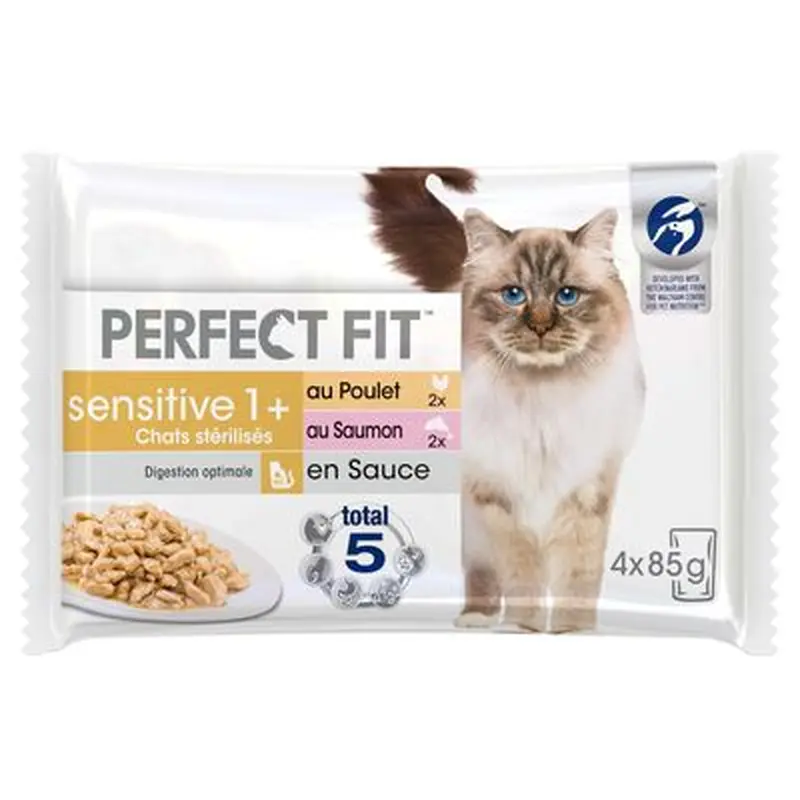 Perfect Fit Sensitive Sterile Adult 1+ - Chicken & Salmon (52 x 85g)