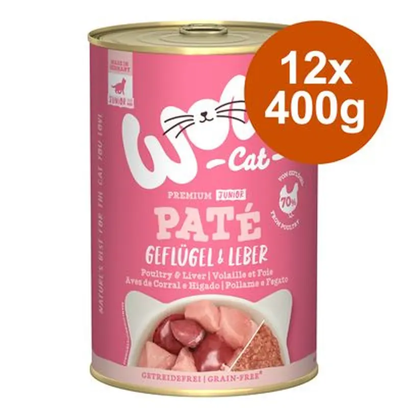 WOW Cat Junior Pat 12 x 400g - Poultry & Liver