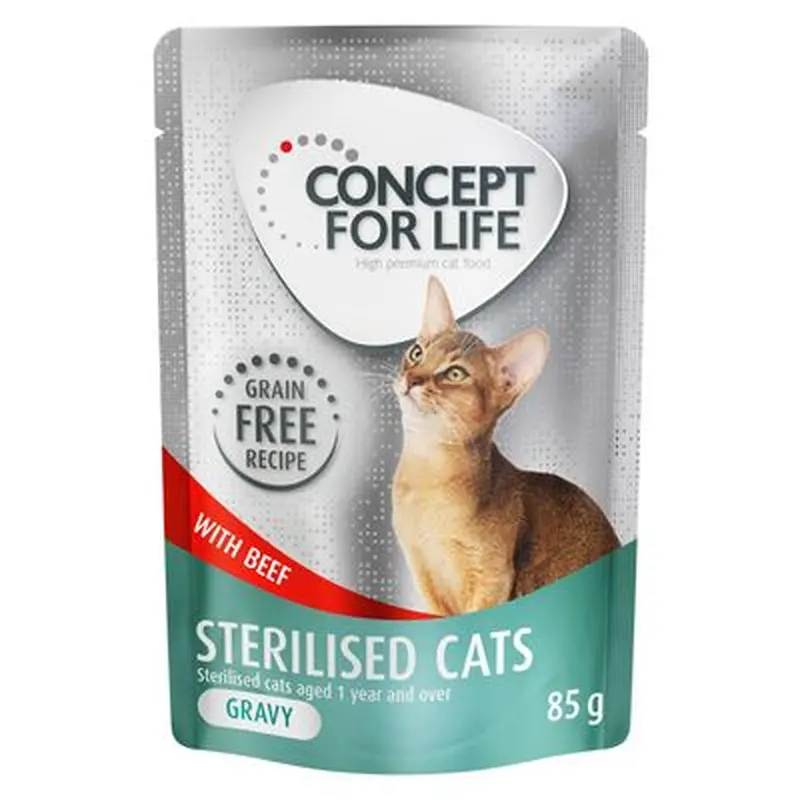 Concept for Life Sterilised Cats Beef Grain-Free - in Gravy - 12 x 85g