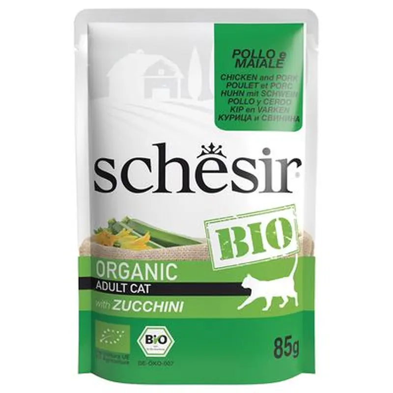 Schesir Bio Organic Pouch 6 x 85g - Organic Chicken & Organic Pork