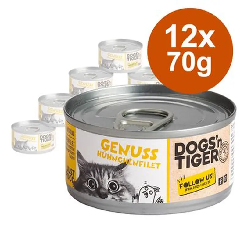 Dogs'n Tiger Cat Filet 12 x 70g - Chicken Fillet with Egg