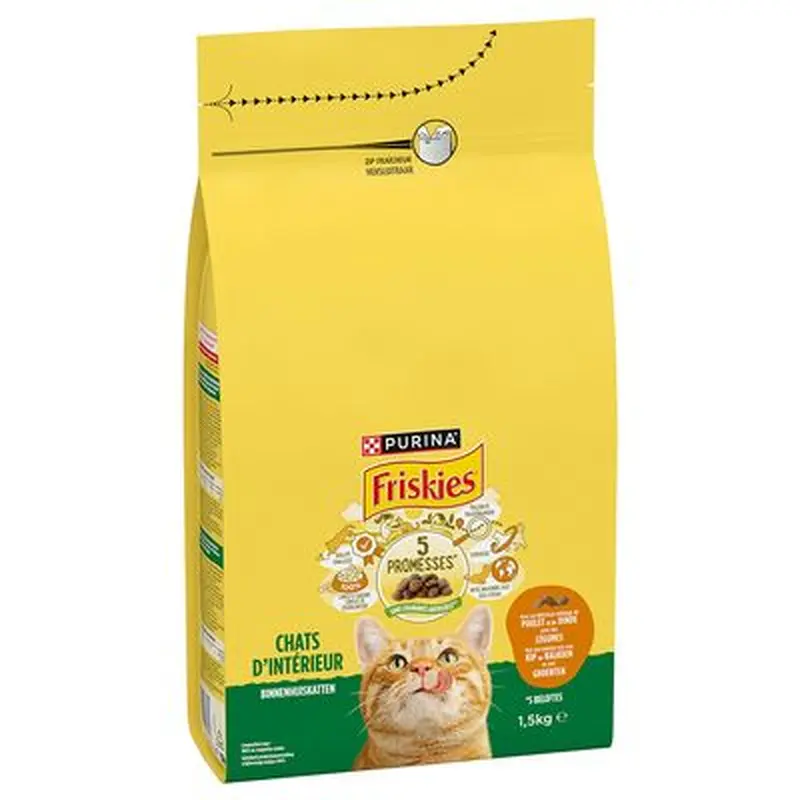 PURINA Friskies Indoor Cat with Chicken, Turkey & Vegetables - Economy Pack: 3 x 1.5kg