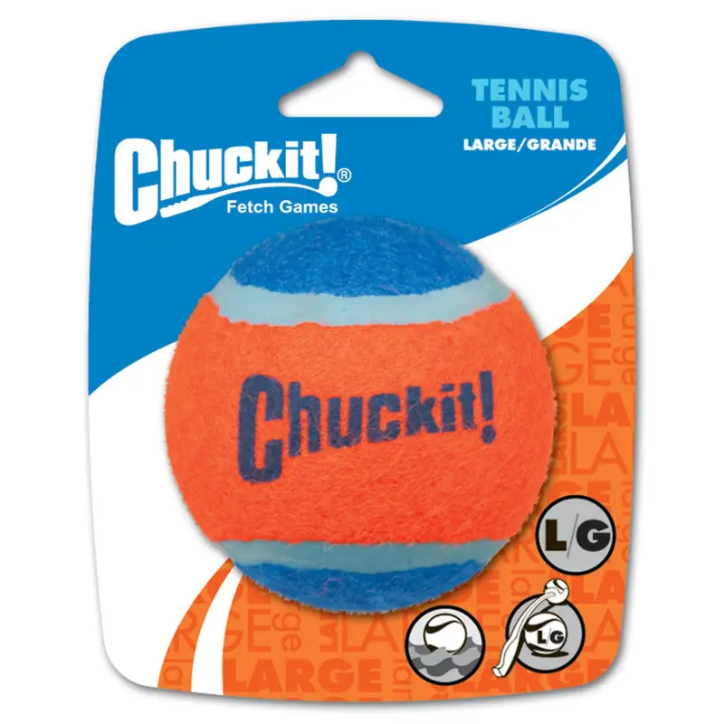 Chuckit! Tennis Ball Dog Toy Shrink Sleeve Blue/Orange LG 1pk
