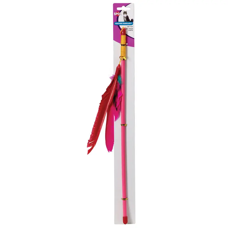 Spot Feather Dangler Teaser Wand Cat Toy Multi-Color 18 in