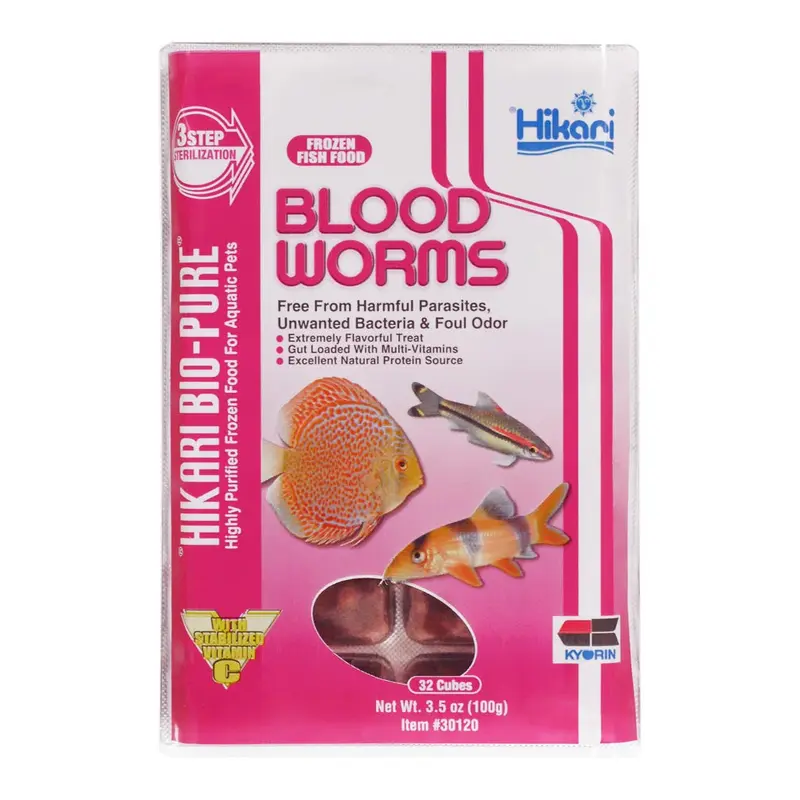 Hikari Blood Worm Frozen Fish Food 3.5 oz SD-5