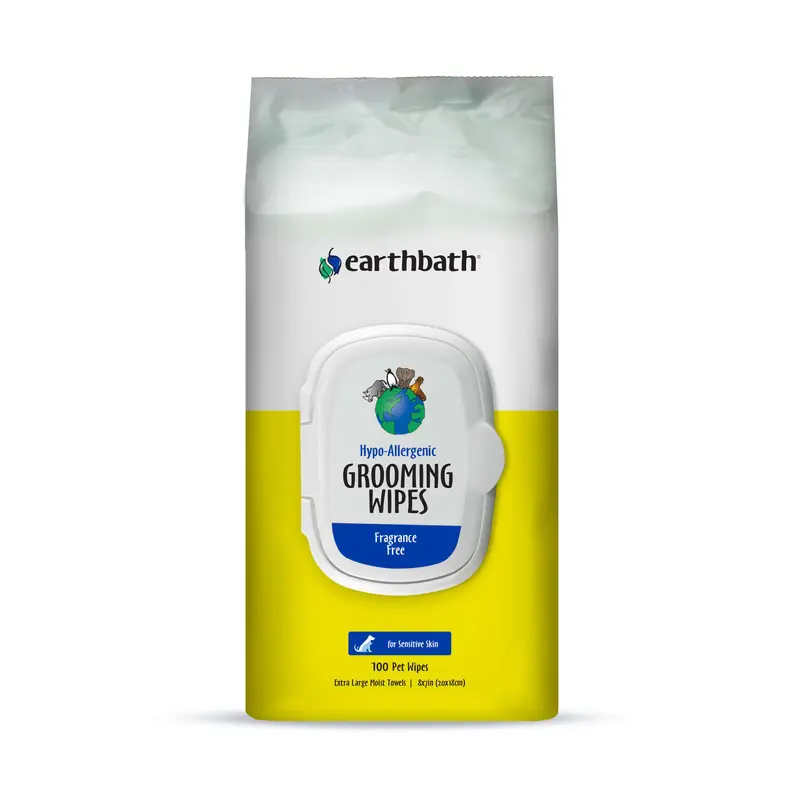Earthbath Hypo-Allergenic Grooming Wipes, Fragrance Free 100ct