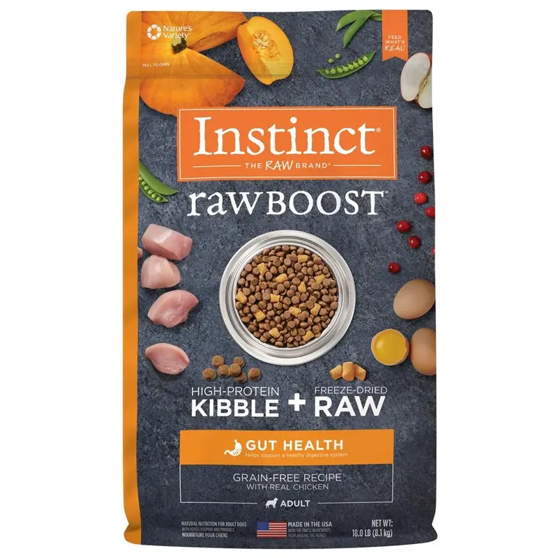 Nature's Variety Instinct Raw Boost Grain-Free Real Chicken for Gut Health 18lb 