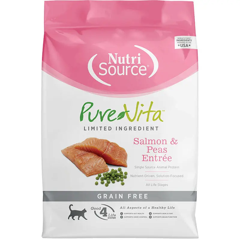 NutriSource Pure Vita Grain Free Salmon & Pea Cat Food 15 lb 