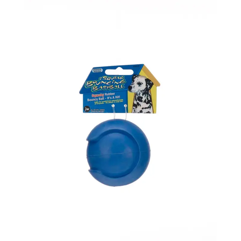 JW Pet iSqueak Bouncin' Dog Toy Baseball Assorted MD