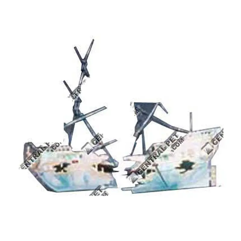Penn-Plax Split Shipwreck Air Aquarium Ornament Blue, White