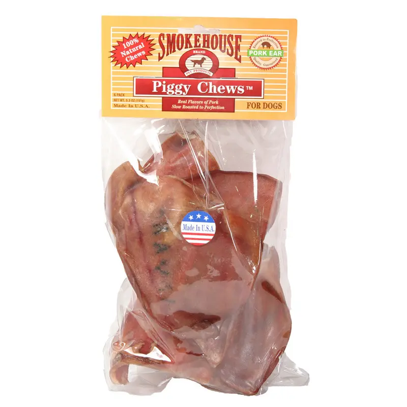 Smokehouse USA Made Natural Pig Ears Dog Chew 6 pk