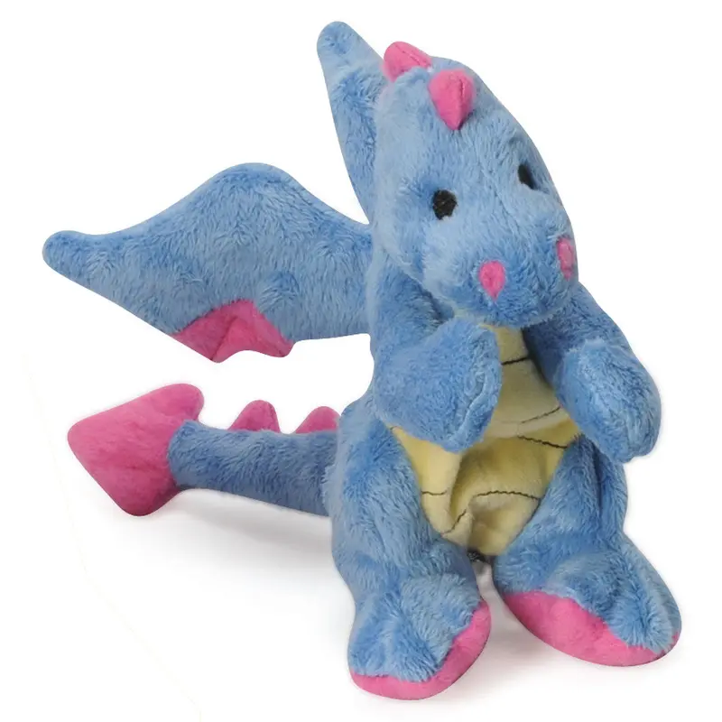 goDog Dragons with Chew Guard Technology Tough Plush Dog Toy Periwinkle SM