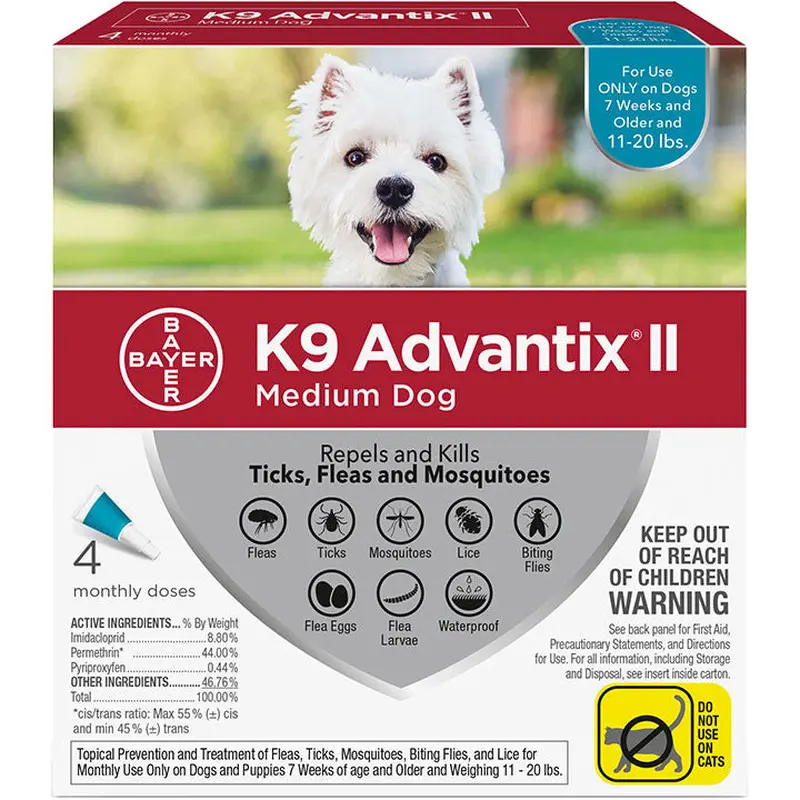 K9 Advantix Ii Dog Medium 11-20lb Teal 4 Pack