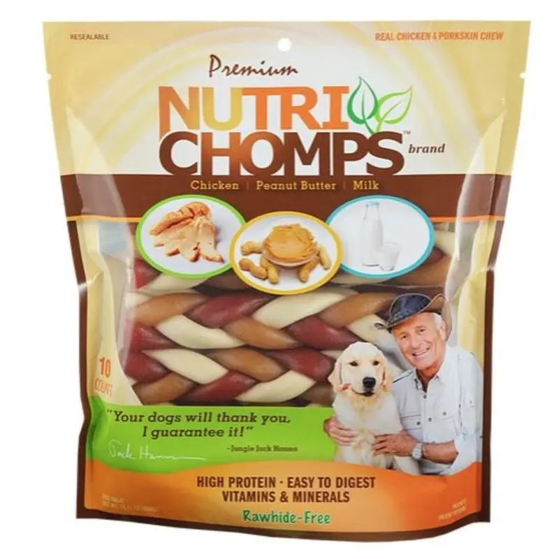 NutriChomps Assorted Braid 6" 10 ct