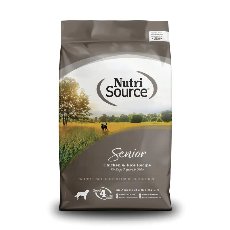 NutriSource Wholesome Grains Senior Dry Dog Food - Chicken & Rice - 18lb Bag