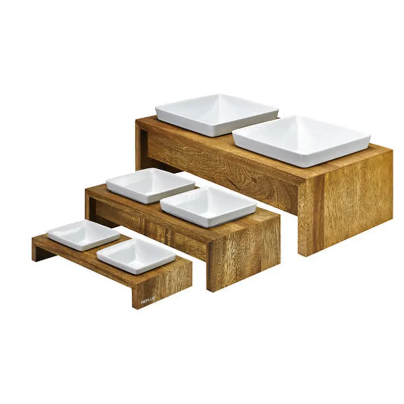 Artisan Double Wood Feeder Bamboo