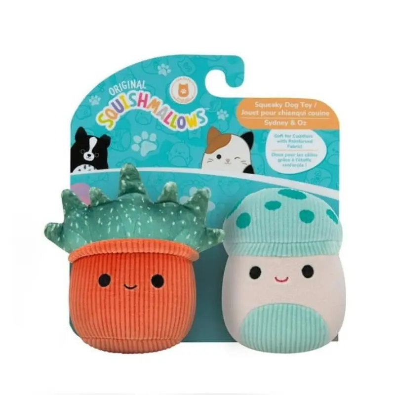 Squishmallows Squeaky Plant Dog Toys 2-Pack Sydney & Oz
