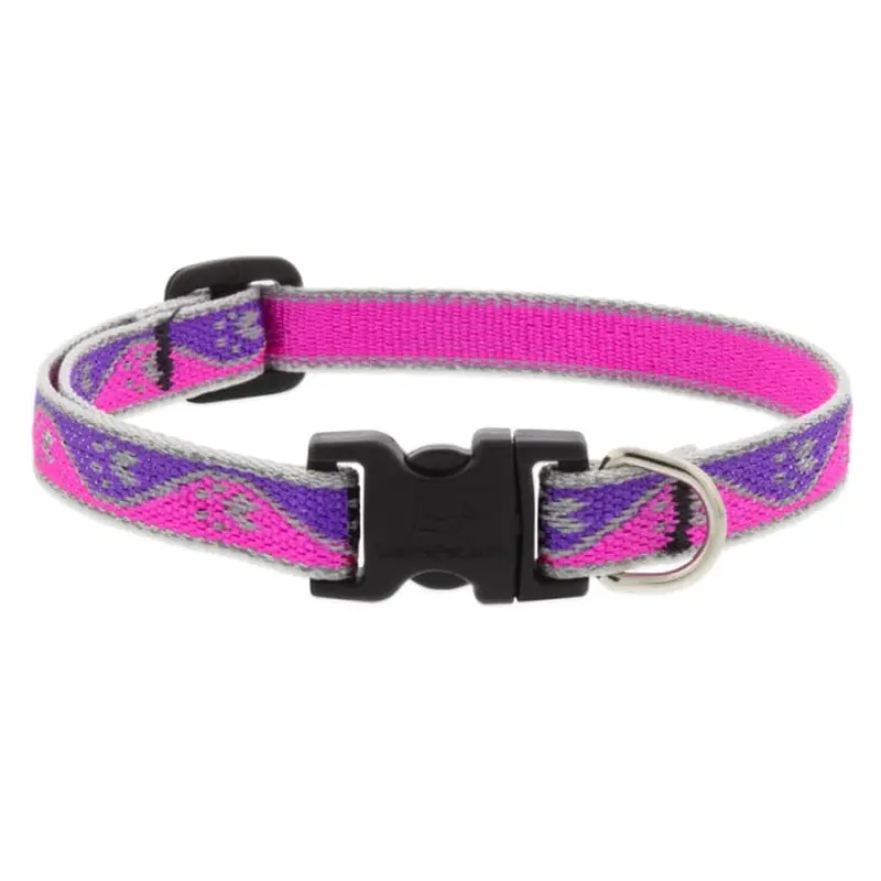 Lupine Pet Dog 1/2 In Wide 8-12 In Adjustable Collar Reflective Highlights Pink Paws