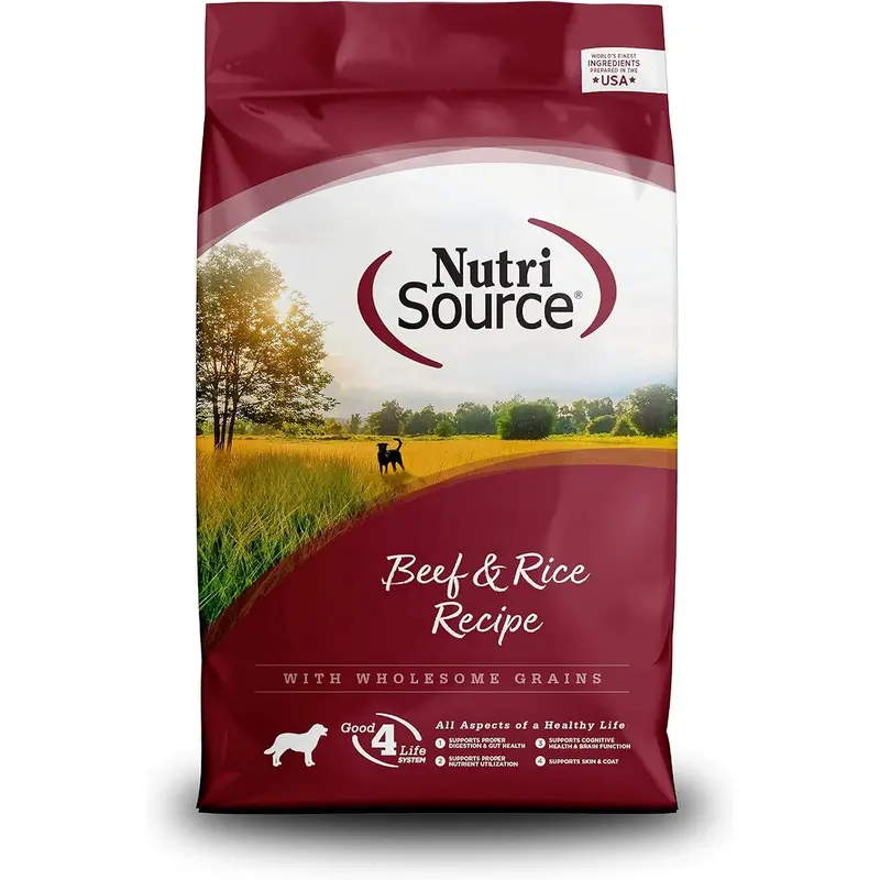 NutriSource Wholesome Grains Dry Dog Food - Beef & Rice - 12lb Bag