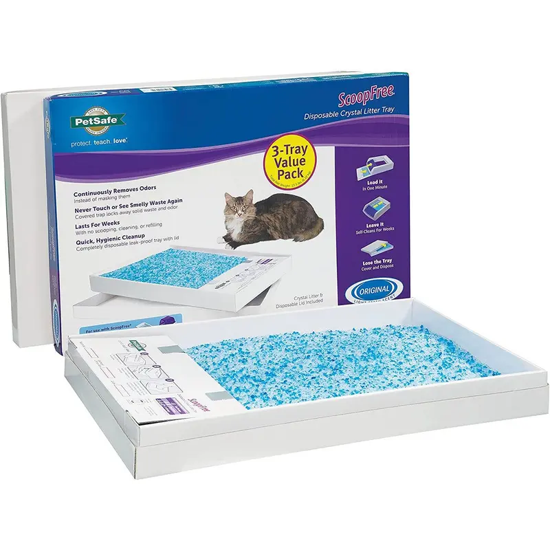 PetSfae ScoopFree Disposable Crystal Litter Tray 3-Pack Blue