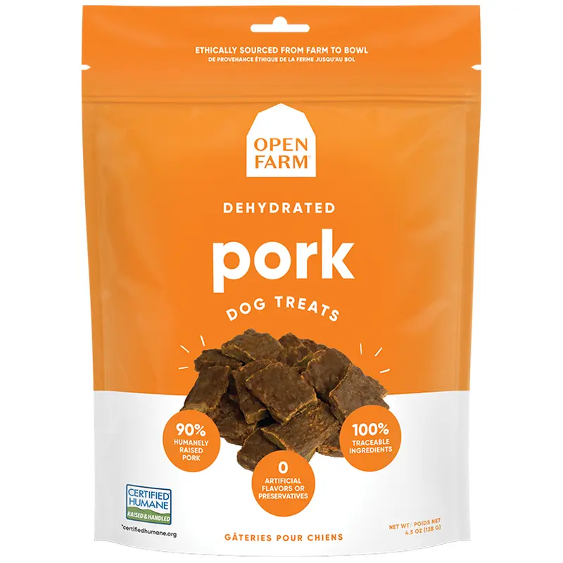 Open Farm Dehydrated Dog treats 4.5oz Pork